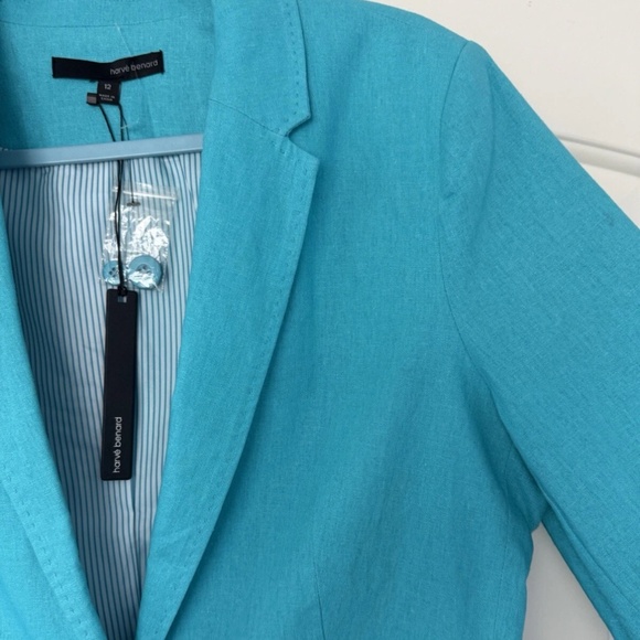 Harve Benard Women’s Linen Blend Scuba Blue Blazer Size 12 - Picture 2 of 10